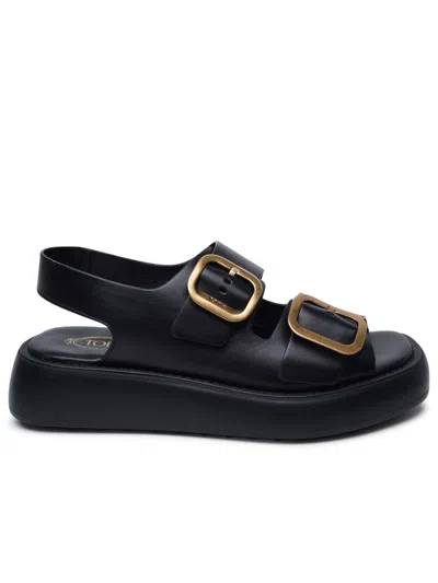 Tod's Black Leather Sandals