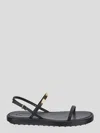 Tod's Flat Leather Sandals With Gold Metal Detail