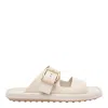 Tod's Wide Strap Buckle Leather Sandals In Beige