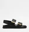 Tod's Women Sandal With Two Leather Straps In Black