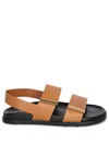 Tod's Calfskin Sandals With Wide Straps In Brown