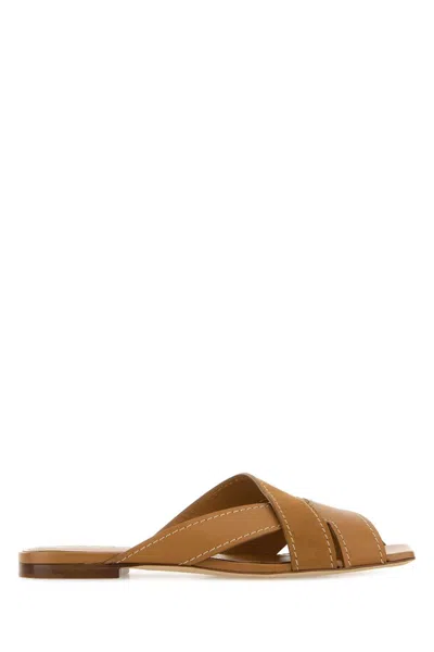 Tod's Women Brown Leather Sandals, 7.5/8.5 Luxury Sandals & Floaters For Women Darveys