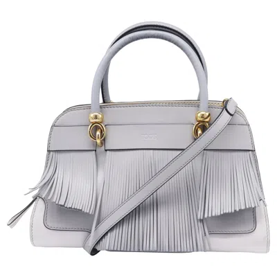 Tod's Sella Fringe-trimmed Bag In Grey Leather In Gray