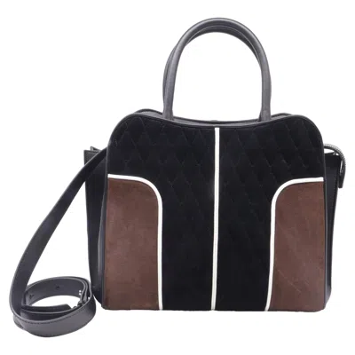 Tod's Sella Satchel In Brown Velvet And Leather In Black