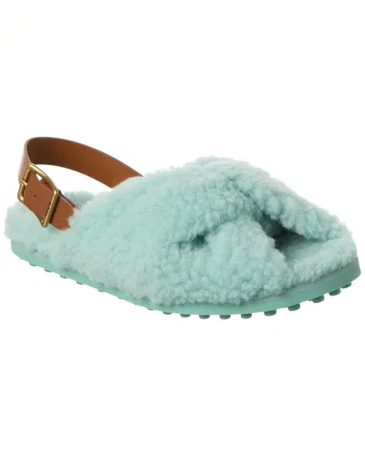 Tod's Shearling & Leather Sandal In Blue