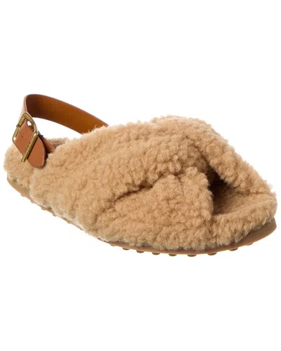 Tod's Shearling & Leather Sandal In Brown