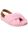 Tod's Shearling & Leather Sandal In Pink