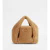 Tod's Shirt Shopping Bag In Sheepskin Mini In Beige