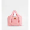Tod's Shirt Shopping Bag In Sheepskin Mini In Pink