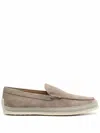 Tod's Suede Round Toe Slippers With Rubber Sole In Brown