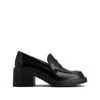 Tod's Leather Block Heel Loafers With Round Toe In Black