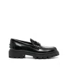 Tod's Glossy Leather Loafers With Penny Strap Detail In Black
