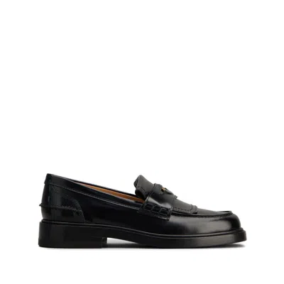 Tod's Logo-plaque Leather Loafers In Black