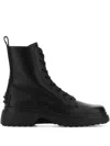 Tod's Platform Combat Boots With Lace-up Design In Black