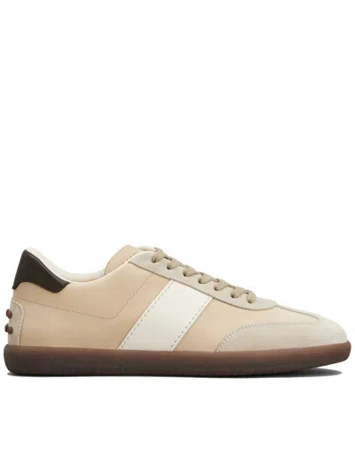 Tod's Tabs Sneakers In Suede E Nubuck In Neutral