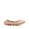 Tod's Beige Gommino Ballerina Shoes In Pink
