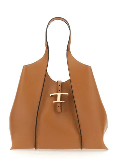 Tod's Shopping Bag T Timeless Medium In Brown