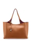 Tod's T Timeless Leather Tote Bag In Brown For Women In Beige
