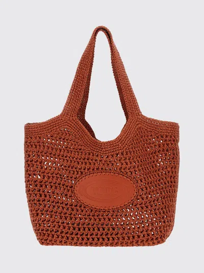 Tod's Crochet Raffia Shopping Bag In Yellow