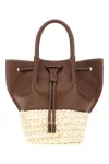 Tod's Two-tone Rafia And Leather Shopping Bag In Brown