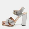 Tod's Silver Leather Ankle Strap Platform Sandals In Multi