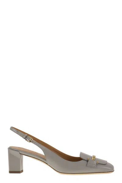 Tod's Women's Slingback Leather Dã©colletã© Sandal In Grey