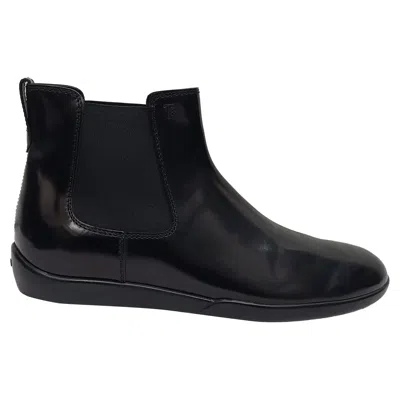 Tod's Slip On Ankle Boots In Black Patent Leather