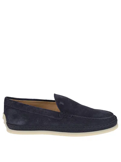 Tod's Slip-on Blue Suede Flat Shoes