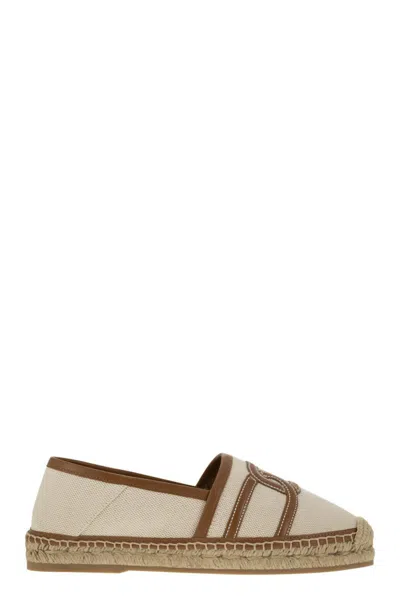 Tod's Slip-on Kate In Canvas And Leather In Beige
