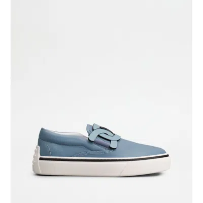 Tod's Slip On Shoes In Leather In Blue