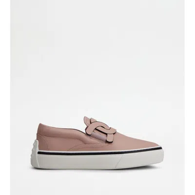 Tod's Slip On Shoes In Leather In Brown