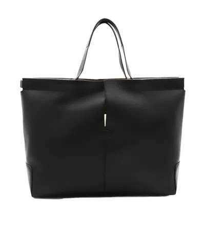 Tod's Medium Leather Tote Bag In Black
