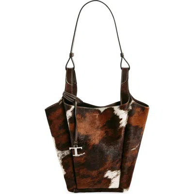 Tod's Small Api Suede Shoulder Bag In T.moro/marrone