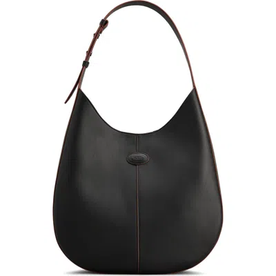Tod's Hobo Bag Small Leather Shoulder Bag In Nero