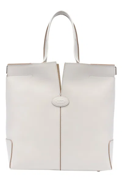 Tod's Di Bag Folio Small Top Handle Bag In White