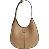 Shop Tod's Small Di Leather Hobo Bag In Creta Chiaro