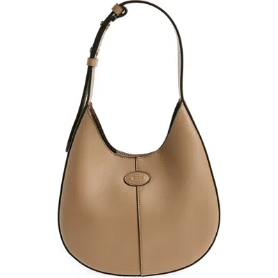Tod's Di Mini Leather Hobo Bag In Creta Chiaro