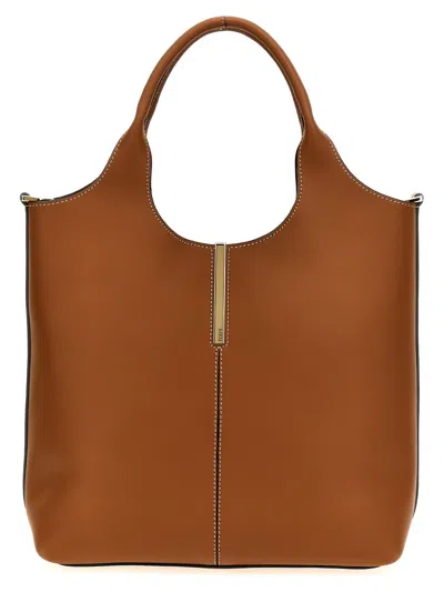 Tod's Small Leather Tote Bag In Brown