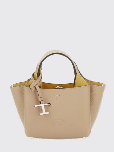 Tod's Small Grained Leather Handbag With Flared Design And Charm In Brown