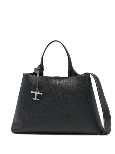 Tod's Small Leather Tote Bag In Black