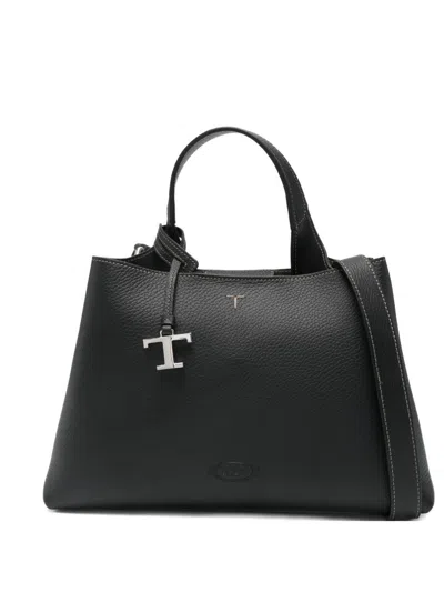 Tod's Small Leather Tote Bag In Black
