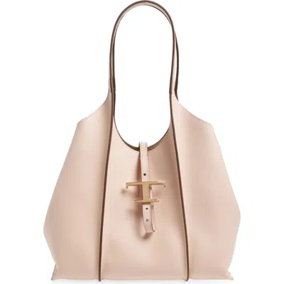 TOD'S TOD'S SMALL LOGO LEATHER SHOPPER TOTE