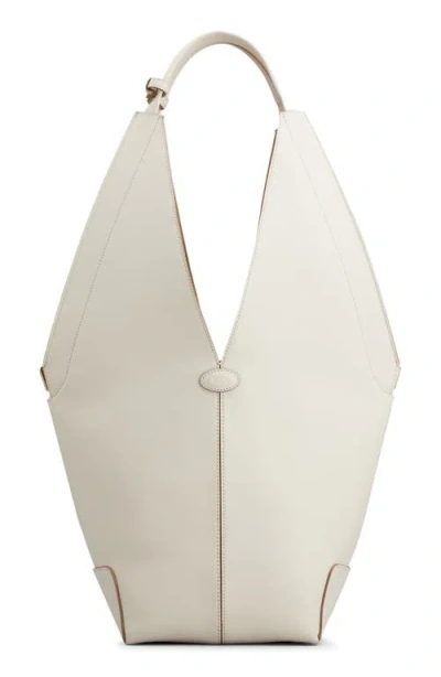 Tod's Small Sacca Leather Bucket Bag In Bianco Calce