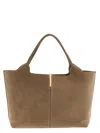 Tod's Small To Medium Suede Shopping Bag Tote Bag Beige In Brown