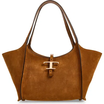 Tod's Small T-timeless Shopper In Terra/cammello