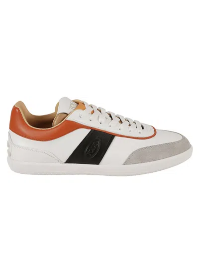 Tod's Smooth And Suede Sneakers In White