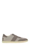 Tod's Men's Smooth Leather And Suede Tabs Sneakers In Grey