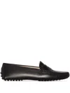 Tod's Gommino Black Loafers With Embossed Logo In Smooth Leather Woman