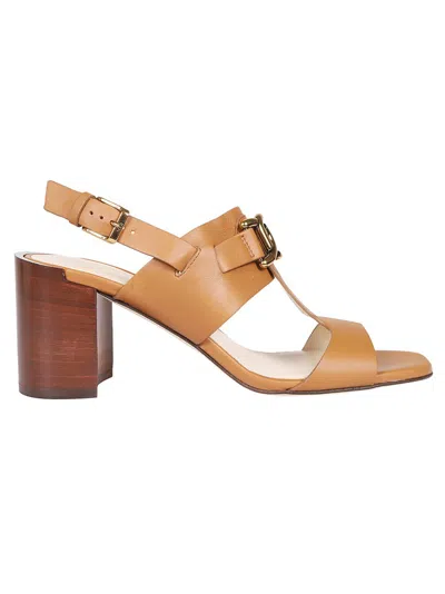 Tod's Smooth Leather Sandal With T-bar Design In Brown