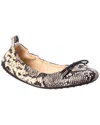 TOD'S TOD'S SNAKE-EMBOSSED LEATHER BALLERINA FLAT